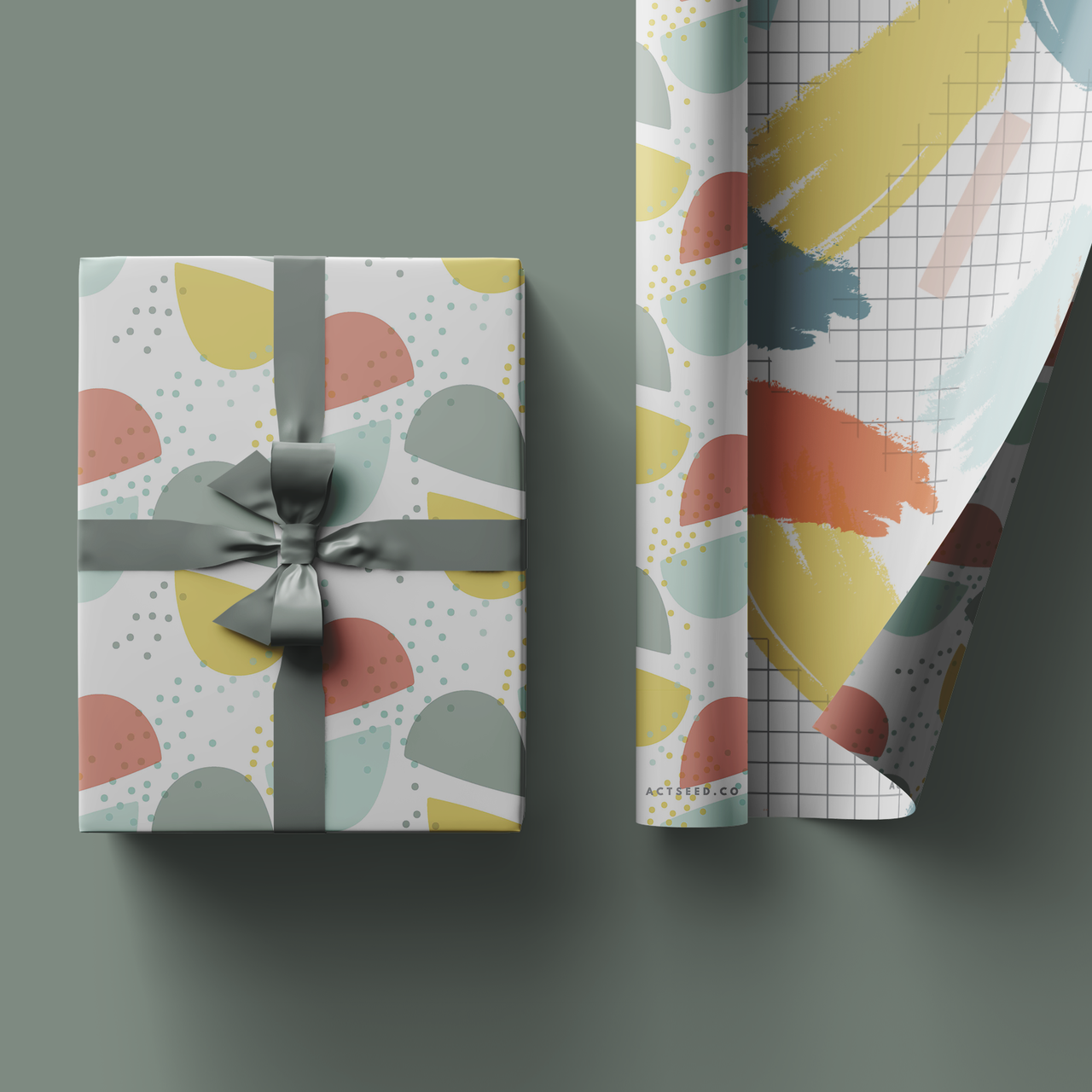 Half Moon Grid Wrapping Paper Roll, 50x70cm