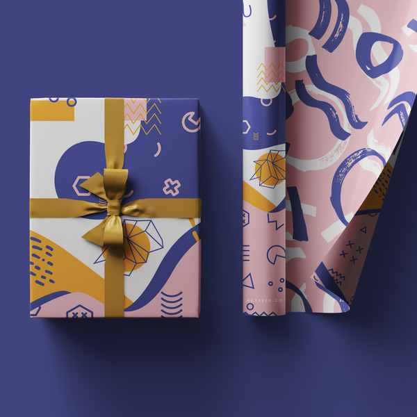 Purple Geometric Wrapping Paper Roll, 50x70cm